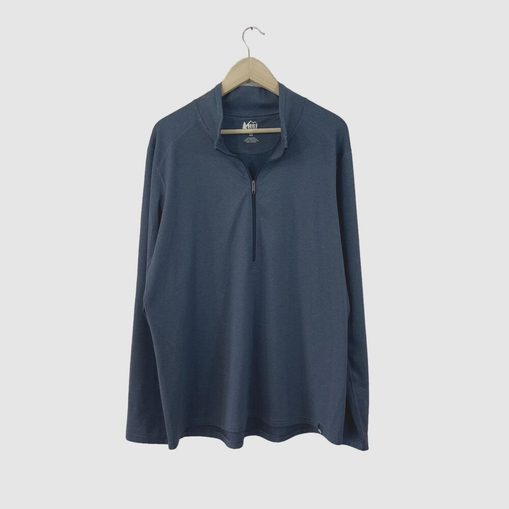 REI Coop X-Large Base Layer Shirt Blue Partial Zip Pullover Long Sleeve Mens